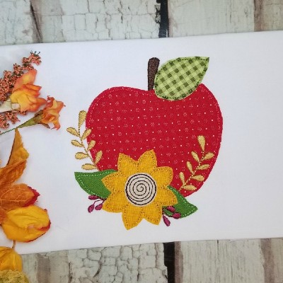 apple with sunflowers applique 